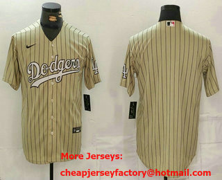 Men's Los Angeles Dodgers Blank Cream Pinstripe Stitched Cool Base Nike Jersey