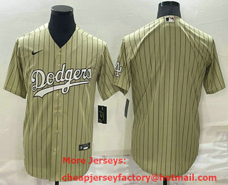 Men's Los Angeles Dodgers Blank Cream Pinstripe Stitched MLB Cool Base Nike Jersey