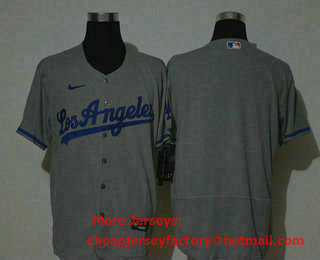 Men's Los Angeles Dodgers Blank Gray Stitched MLB Flex Base Nike Jersey