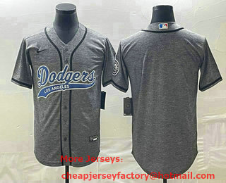 Men's Los Angeles Dodgers Blank Grey Gridiron Cool Base Stitched Baseball Jersey 01