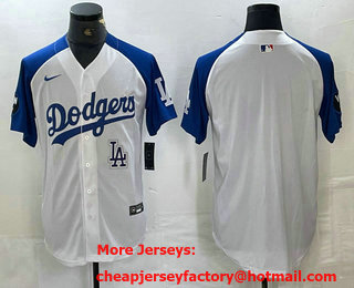 Men's Los Angeles Dodgers Blank White Blue Fashion Stitched Cool Base Limited Jersey 12