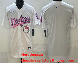 Men's Los Angeles Dodgers Blank White Hello Kitty Limited Jersey