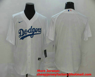 Men's Los Angeles Dodgers Blank White Stitched MLB Cool Base Nike Jersey