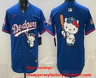 Men's Los Angeles Dodgers Blue Hello Kitty Big Logo 2025 World Series Champions Limited Jersey