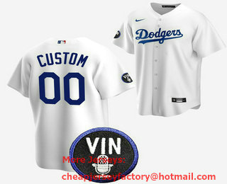 Men's Los Angeles Dodgers Custom 2022 White Vin Scully Patch Cool Base Stitched Jersey