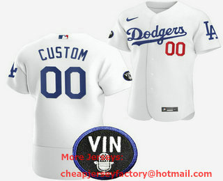 Men's Los Angeles Dodgers Custom 2022 White Vin Scully Patch Flex Base Stitched Jersey