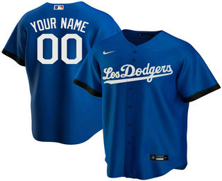 Men's Los Angeles Dodgers Custom Blue 2021 City Connect Cool Base Stitched Jersey