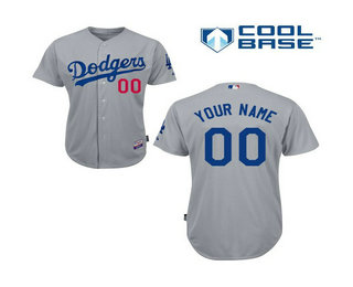 Men's Los Angeles Dodgers Customized Authentic Grey Alternate Road Cool Base MLB Jersey