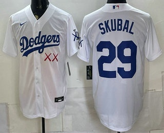 Men's Los Angeles Dodgers x KAWS #29 Tarik Skubal White Vapor Premier Limited Stitched Jersey