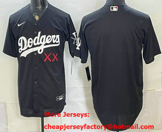 Men's Los Angeles Dodgers x KAWS Black Cool Base Jersey