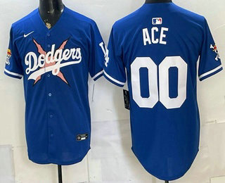 Men's Los Angeles Dodgers x One Piece #00 Ace Royal Vapor Premier Limited Stitched Jersey