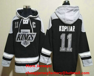 Men's Los Angeles Kings #11 Anze Kopitar Black Ageless Must Have Lace Up Pullover Hoodie