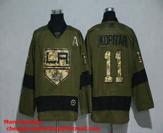 Men's Los Angeles Kings #11 Anze Kopitar Green Salute To Service Adidas Stitched NHL Jersey