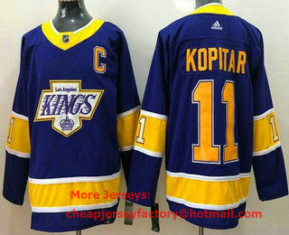 Men's Los Angeles Kings #11 Anze Kopitar Purple 2021 Reverse Retro Stitched NHL Jersey