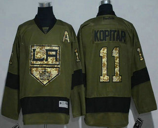 Men's Los Angeles Kings #11 Anze Kopitar Green Salute To Service Stitched NHL Reebok Hockey Jersey