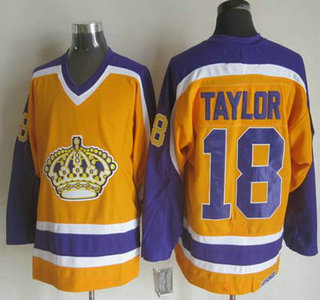 Men's Los Angeles Kings #18 Dave Taylor 1980-81 Yellow CCM Vintage Throwback Jersey