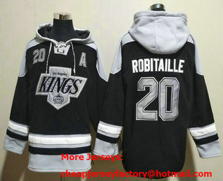 Men's Los Angeles Kings #20 Luc Robitaille Black Ageless Must Have Lace Up Pullover Hoodie