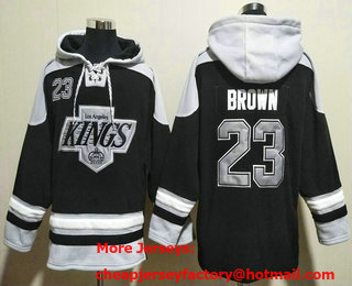 Men's Los Angeles Kings #23 Dustin Brown Black Ageless Must Have Lace Up Pullover Hoodie