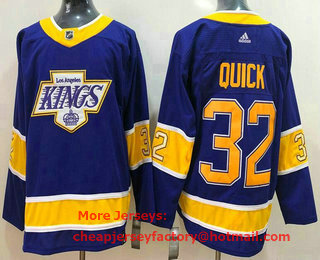 Men's Los Angeles Kings #32 Jonathan Quick Purple 2021 Reverse Retro Stitched NHL Jersey