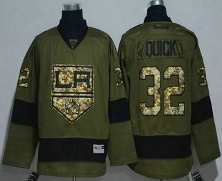Men's Los Angeles Kings #32 Jonathan Quick Green Salute To Service Stitched NHL Reebok Hockey Jersey