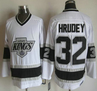 Men's Los Angeles Kings #32 Kelly Hrudey 1992-93 White CCM Vintage Throwback Jersey