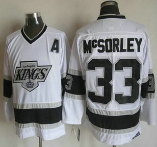 Men's Los Angeles Kings #33 Marty McSorley 1992-93 White CCM Vintage Throwback Jersey