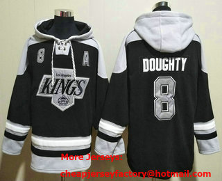 Men's Los Angeles Kings #8 Drew Doughty Black Ageless Must Have Lace Up Pullover Hoodie