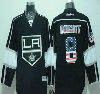 Men's Los Angeles Kings #8 Drew Doughty Black USA Flag Hockey Jersey