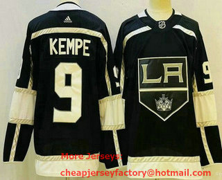 Men's Los Angeles Kings #9 Adrian Kempe Black Authentic Jersey