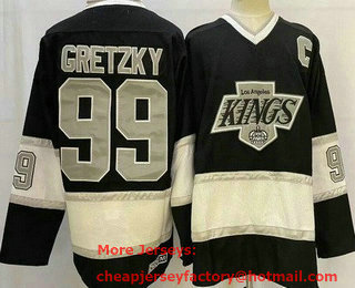 Men's Los Angeles Kings #99 Wayne Gretzky Black Throwback Stitched Jersey