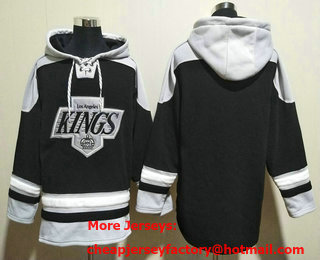 Men's Los Angeles Kings Blank Black Ageless Must Have Lace Up Pullover Hoodie