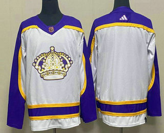 Men's Los Angeles Kings Blank White 2022 Reverse Retro Stitched Jersey