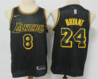 Men's Los Angeles Lakers #8 #24 Kobe Bryant Black 2020 Nike City Edition Stitched Jersey