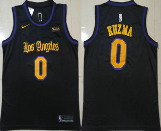 Men's Los Angeles Lakers #0 Kyle Kuzma Black Latin Nights 2019 Nike Swingman Stitched NBA Jersey With The Sponsor Logo
