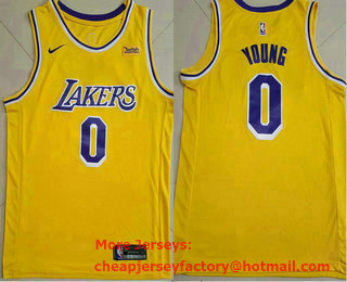 Men's Los Angeles Lakers #0 Nick Young Yellow 2021 Nike Swingman Stitched NBA Jersey With Sponsor Logo