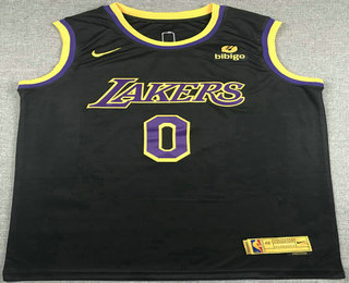 Men's Los Angeles Lakers #0 Russell Westbrook Black Nike Swingman 2022 Earned Edition Stitched Jersey With NEW Sponsor