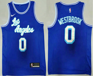 Men's Los Angeles Lakers #0 Russell Westbrook Blue 2021 Nike Swingman Stitched NBA Jersey