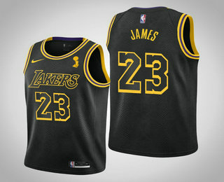 Men's Los Angeles Lakers #23 LeBron James 2020 NBA Finals Champions City Black Jersey