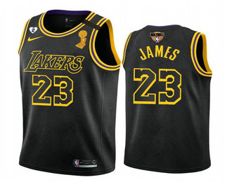 Men's Los Angeles Lakers #23 LeBron James Black 2020 NBA Finals Champions 2020 Nike City Edition Stitched Jersey