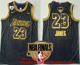 Men's Los Angeles Lakers #23 LeBron James Black 2020 NBA Finals Patch Nike City Edition Wish and Heart Stitched Jersey