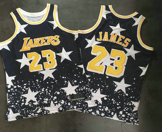 Men's Los Angeles Lakers #23 LeBron James Black Independence Day Nike AU Swingman Jersey