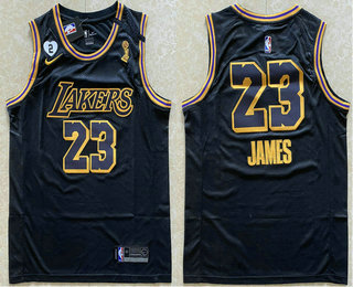 Men's Los Angeles Lakers #23 LeBron James Black NEW 2020 NBA Finals Champions Nike City Edition Wish and Heart Stitched Jersey