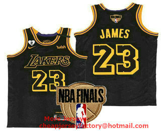 Men's Los Angeles Lakers #23 LeBron James Black NEW 2020 NBA Finals Patch Nike City Edition Wish and Heart Stitched Jersey