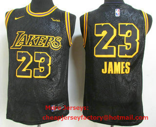 Men's Los Angeles Lakers #23 LeBron James Black NEW 2021 Nike City Edition Wish Patch Stitched Jersey