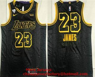 Men's Los Angeles Lakers #23 LeBron James Black NEW 2021 Nike City Edition Wish and Heart Stitched AU Jersey