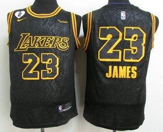 Men's Los Angeles Lakers #23 LeBron James Black NEW 2021 Nike City Edition Wish and Heart Stitched Jersey 1