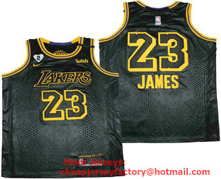 Men's Los Angeles Lakers #23 LeBron James Black NEW 2021 Nike City Edition Wish and Heart Stitched Jersey 2