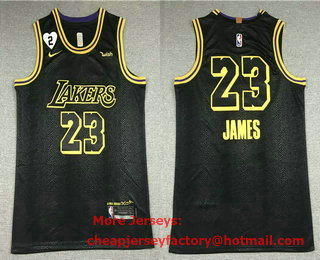 Men's Los Angeles Lakers #23 LeBron James Black NEW 2021 Nike City Edition Wish and Heart Stitched Jersey