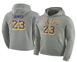 Men's Los Angeles Lakers #23 LeBron James Gray Hoodie