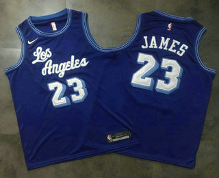 Men's Los Angeles Lakers #23 LeBron James Los Blue Hardwood Classics Soul Nike AU Throwback Jersey